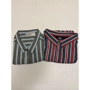 King Size brand, two Big & Tall 7x striped ss button up dress shirts, men's